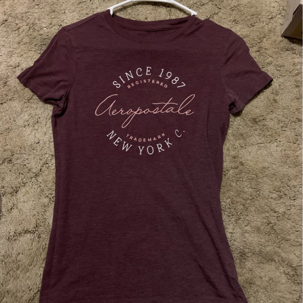 Aeropostale Burgundy Tee with White Script